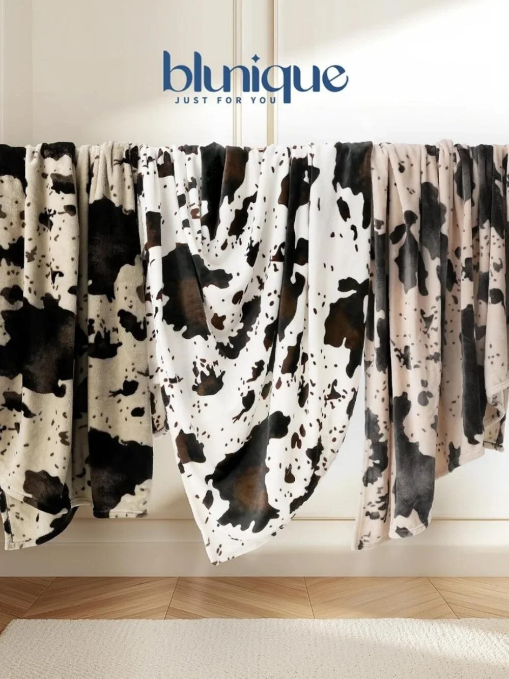 Cozy Cow Print Flannel Throw Blanket - Ultra Soft Lightweight Fleece, 50x60